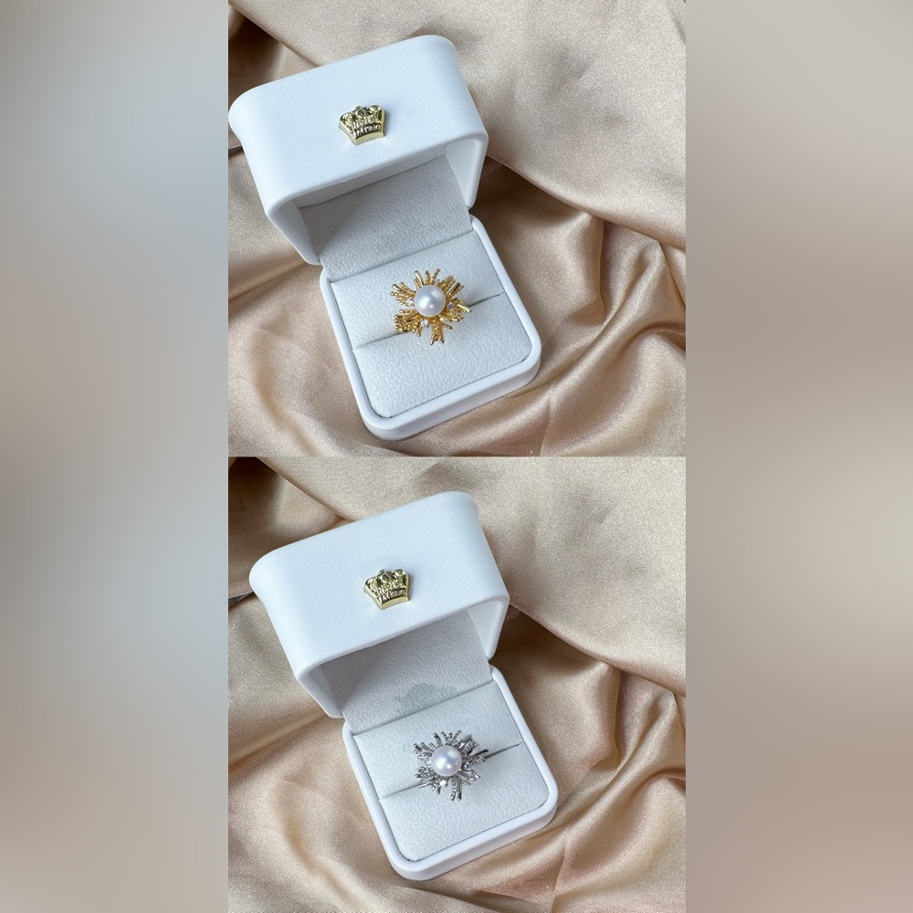 Elegant Gold and Pearl Women's Ring — “Firework”